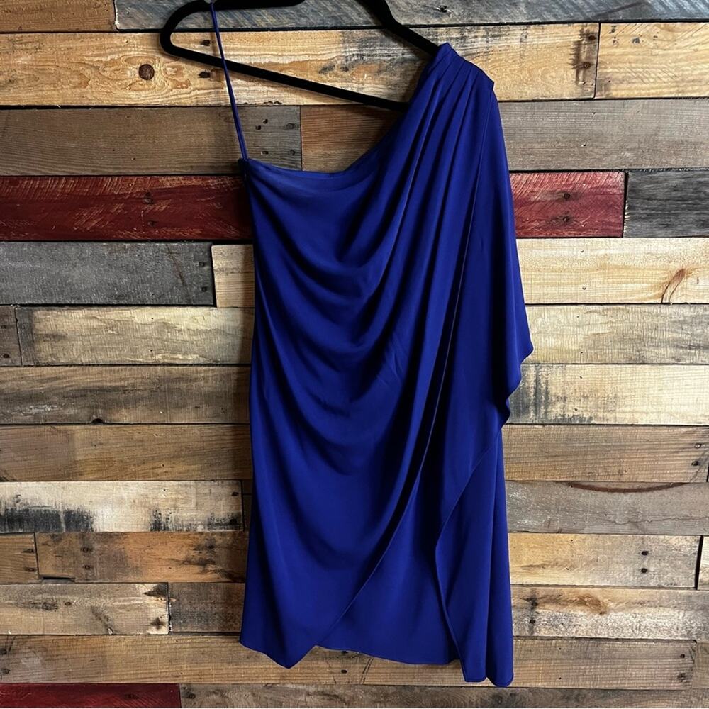 Badgley Mischka Mark & James Blue One Shoulder Dress‎ Size Small